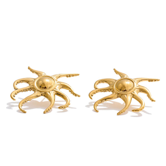 Minimalist tentacle push-back stud earrings - product image