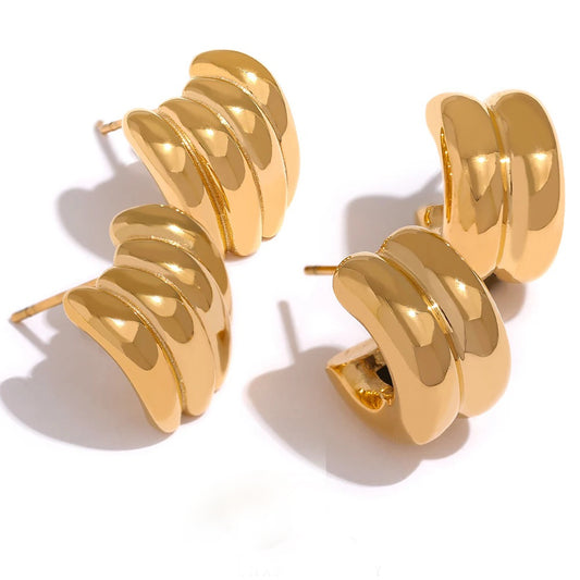 Minimalist thick contemporary stud earrings women - product image