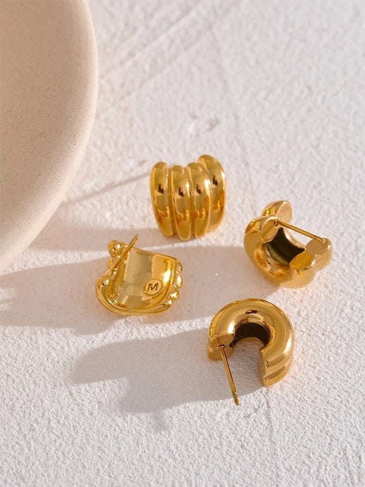 Minimalist thick contemporary stud earrings women - product image