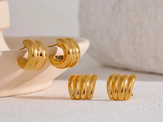 Minimalist thick contemporary stud earrings women - product image