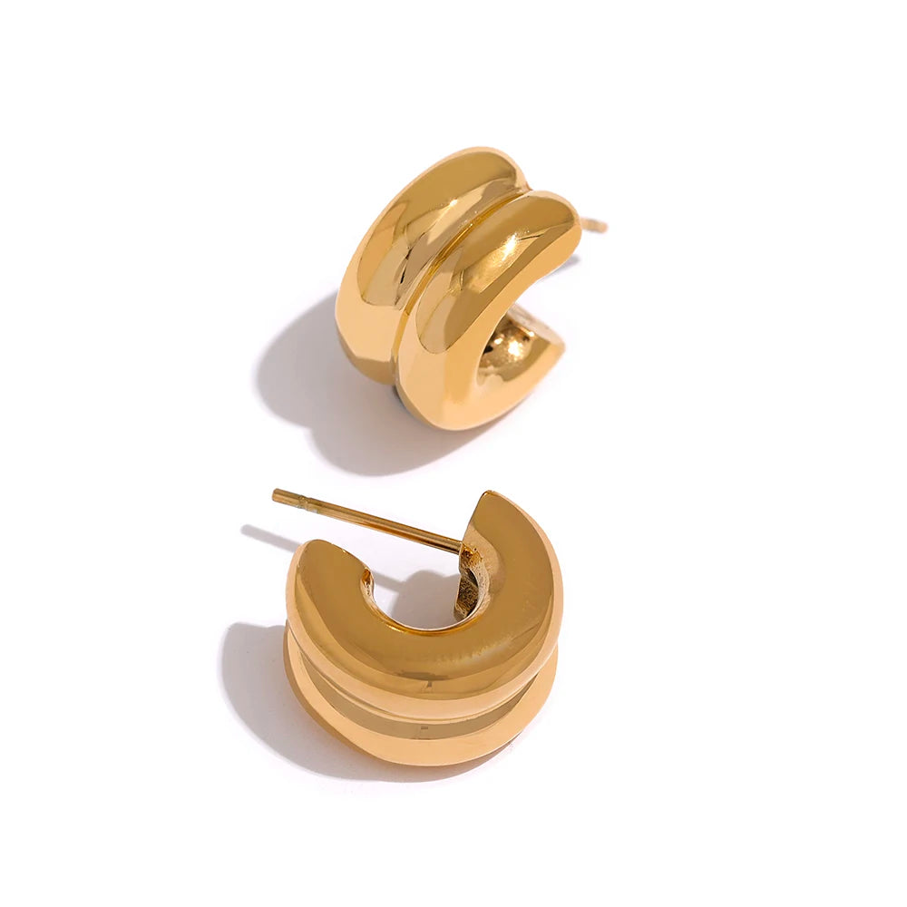 Minimalist thick contemporary stud earrings women - product image