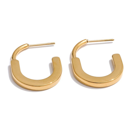 Minimalist u-shape abstract huggie hoop earrings - product image