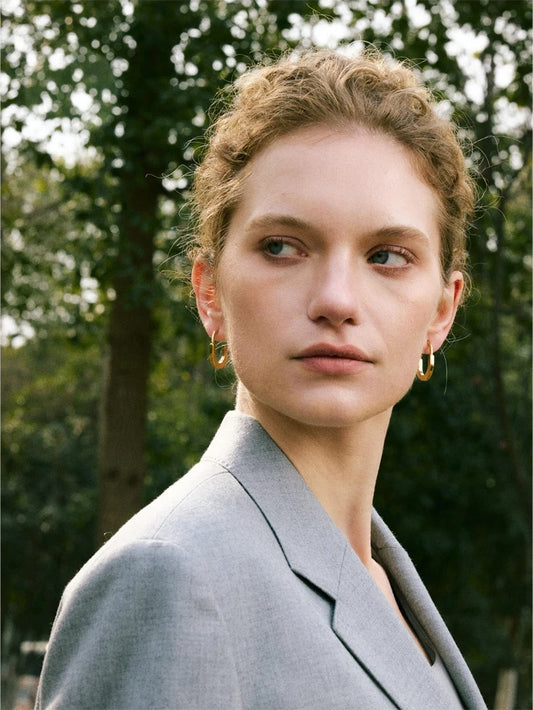 Minimalist u-shape abstract huggie hoop earrings - product image
