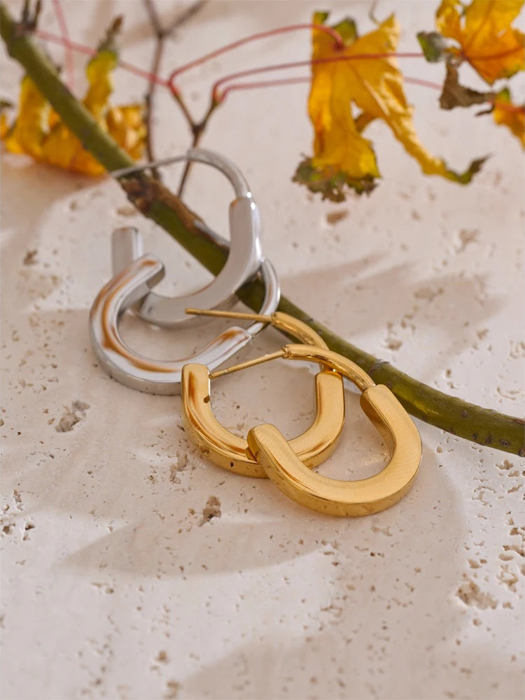 Minimalist u-shape abstract huggie hoop earrings - product image