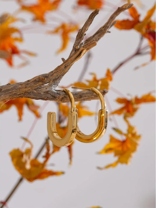 Minimalist u-shape abstract huggie hoop earrings - product image