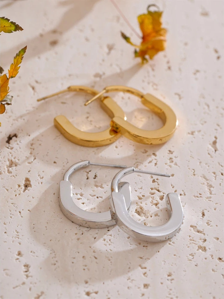 Minimalist u-shape abstract huggie hoop earrings - product image
