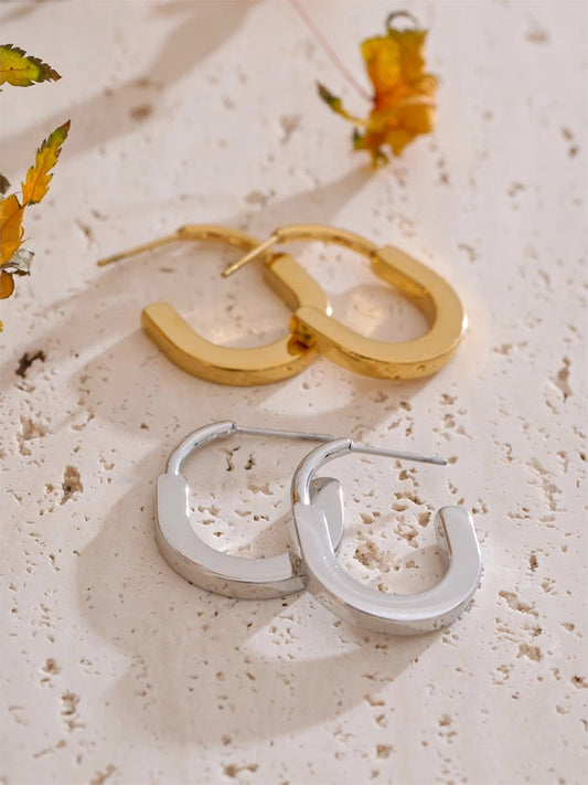 Minimalist u-shape abstract huggie hoop earrings - product image