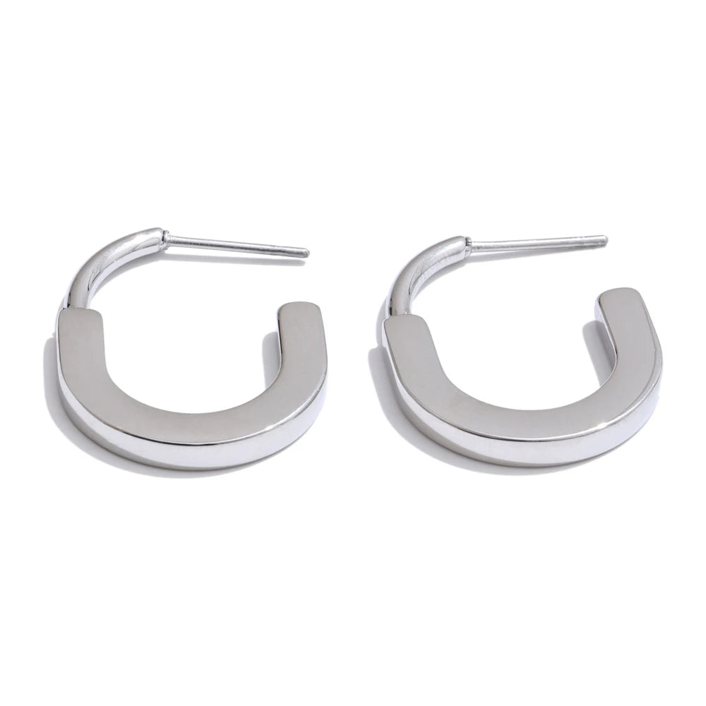 Minimalist u-shape abstract huggie hoop earrings - product image