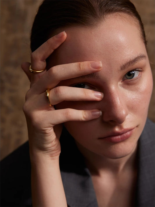 Minimalist unique textured minimalist ring women - product image