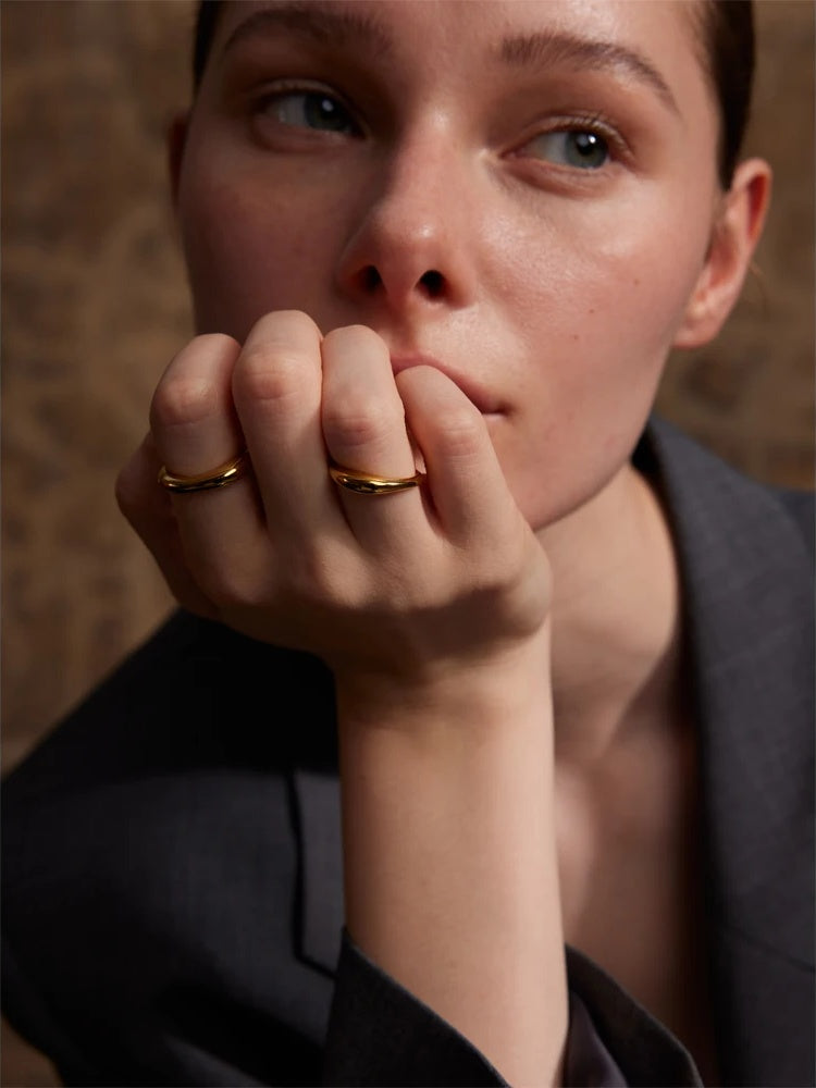 Minimalist unique textured minimalist ring women - product image