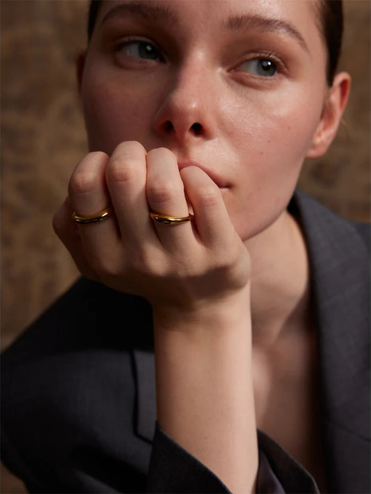 Minimalist unique textured minimalist ring women - product image