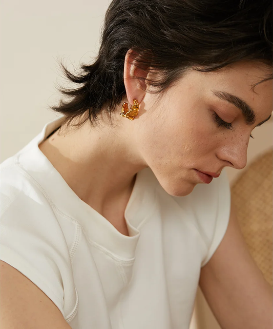 Minimalist unusual hoop earrings - product image