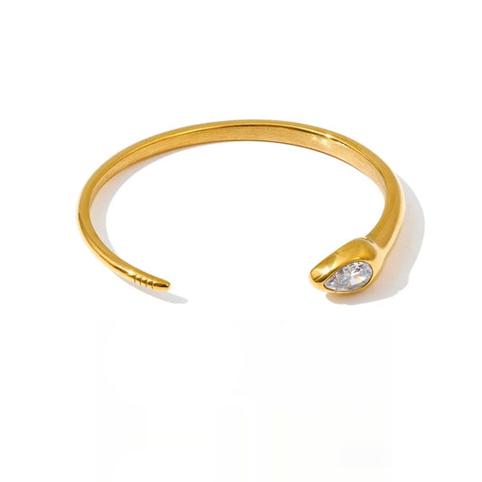 Minimalist zirconia snake shape cuff bracelet - product image