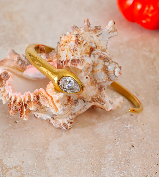 Minimalist zirconia snake shape cuff bracelet - product image