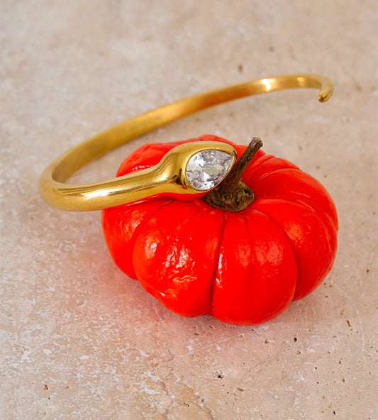 Minimalist zirconia snake shape cuff bracelet - product image