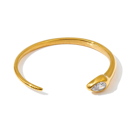 Minimalist zirconia snake shape cuff bracelet - product image