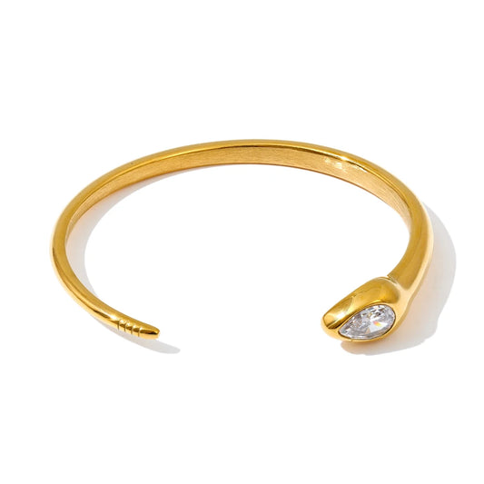 Minimalist zirconia snake shape cuff bracelet - product image