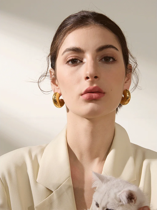Modern chunky hoop earrings women fashion - product image