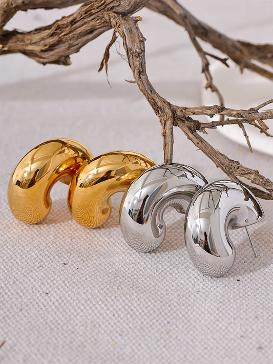 Modern chunky hoop earrings women fashion - product image