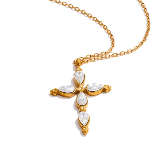 Modern cubic zirconia cross pendant necklace - product image