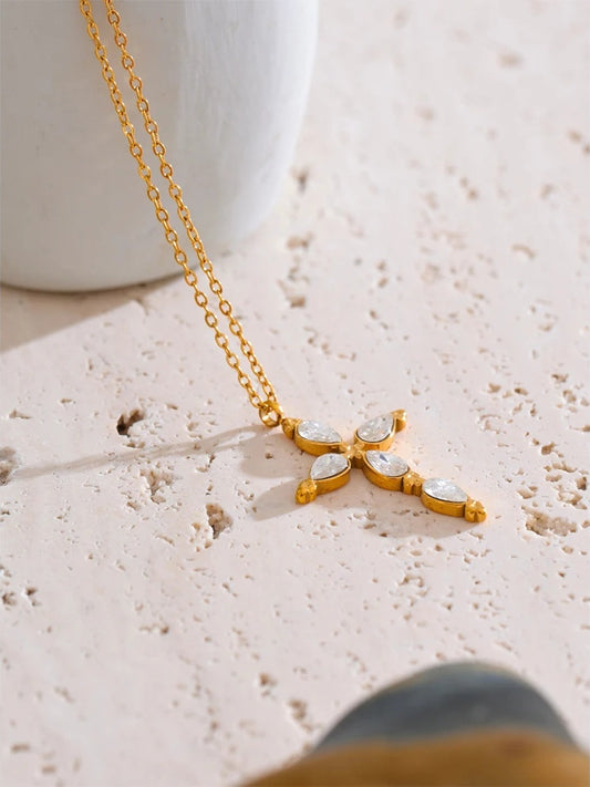Modern cubic zirconia cross pendant necklace - product image