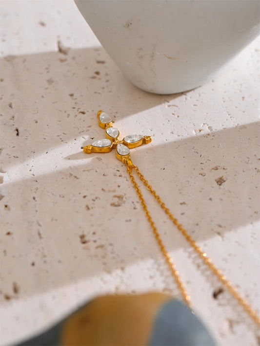 Modern cubic zirconia cross pendant necklace - product image