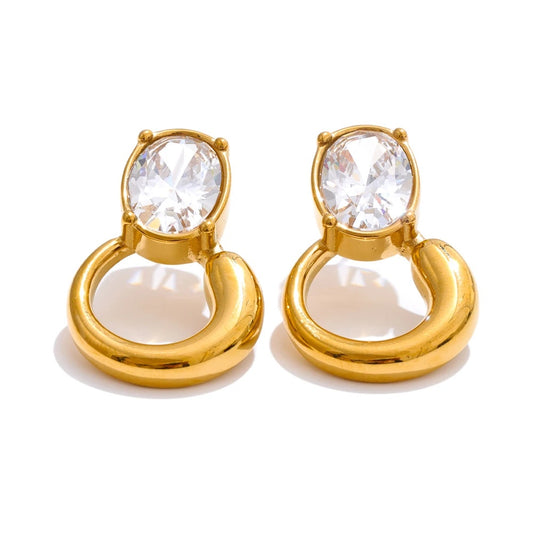 Modern cubic zirconia minimalist stud earrings - product image