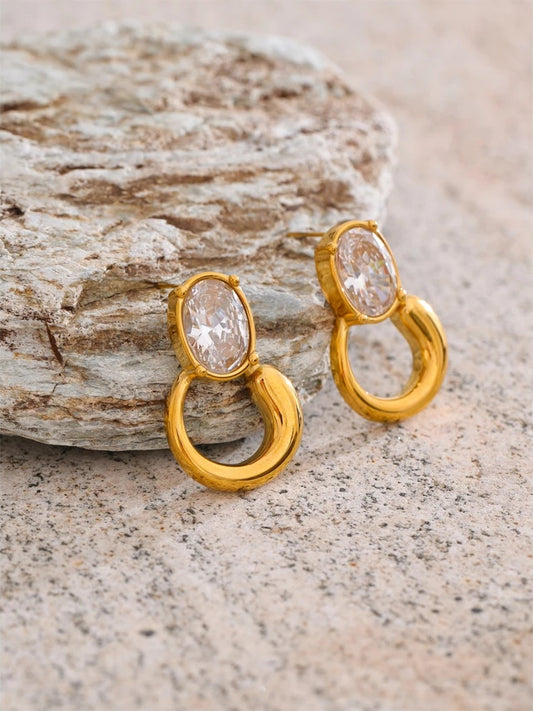 Modern cubic zirconia minimalist stud earrings - product image