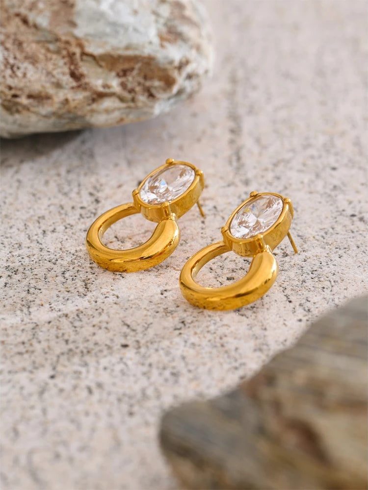 Modern cubic zirconia minimalist stud earrings - product image