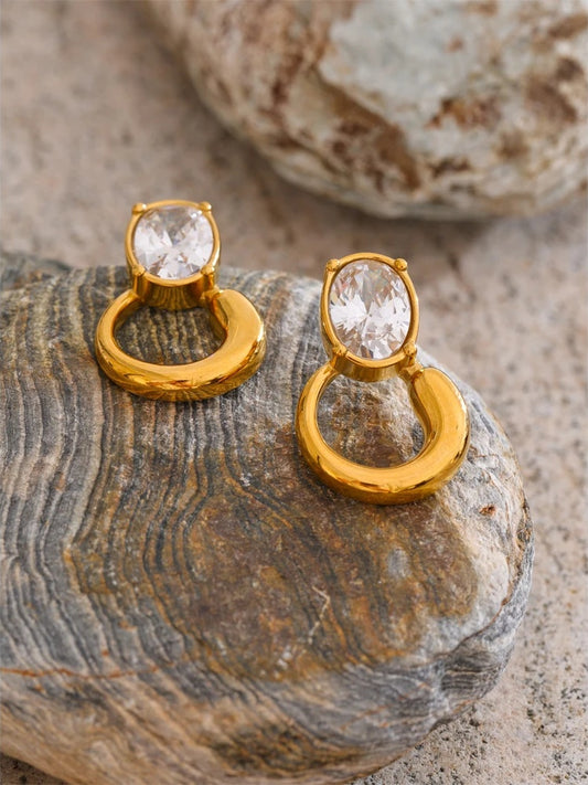 Modern cubic zirconia minimalist stud earrings - product image
