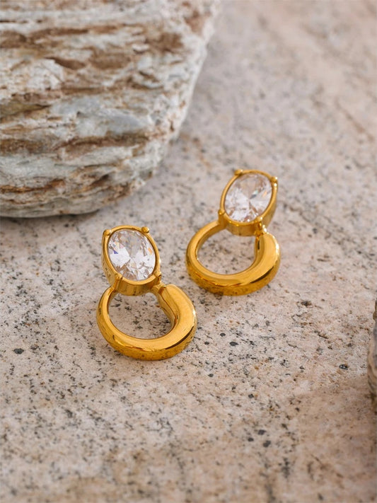 Modern cubic zirconia minimalist stud earrings - product image