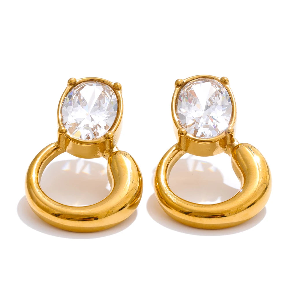 Modern cubic zirconia minimalist stud earrings - product image