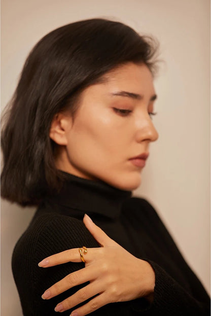 Modern embrace textured fashion ring women - product image