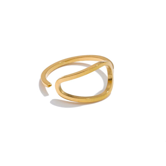 Modern hollow adjustable c-shape finger ring - product image