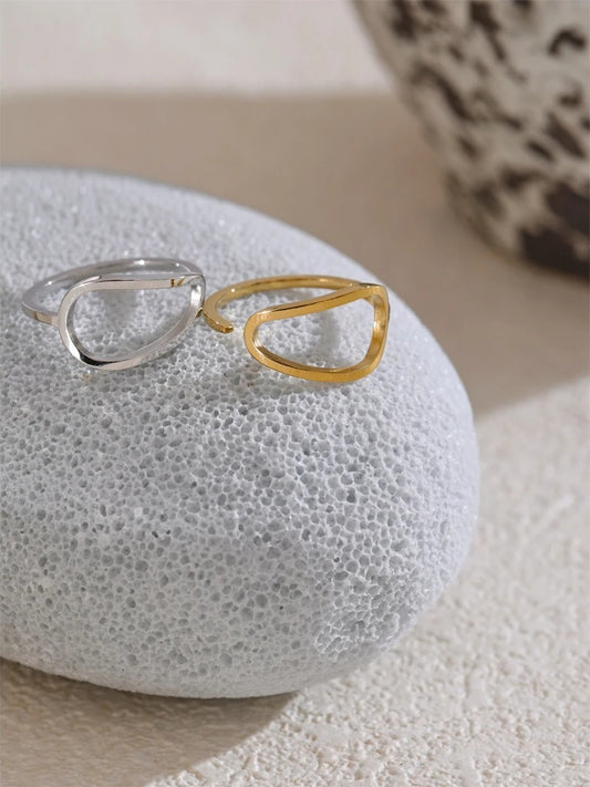 Modern hollow adjustable c-shape finger ring - product image