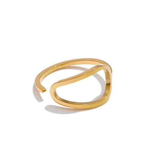 Modern hollow adjustable c-shape finger ring - product image