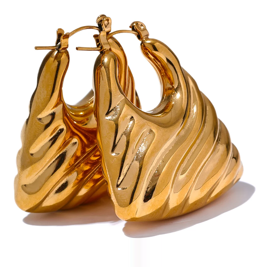 Modern hollow chunky waterproof hoop earrings - product image