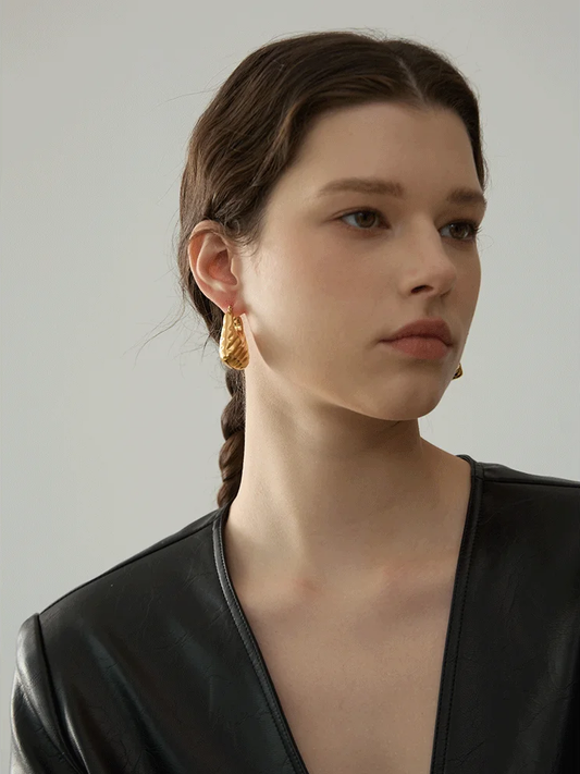 Modern hollow chunky waterproof hoop earrings - product image