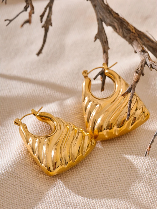 Modern hollow chunky waterproof hoop earrings - product image