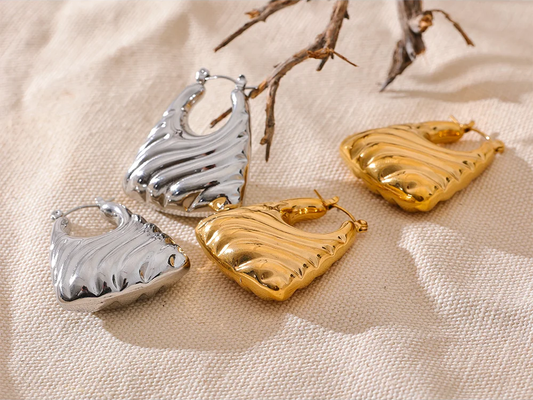 Modern hollow chunky waterproof hoop earrings - product image