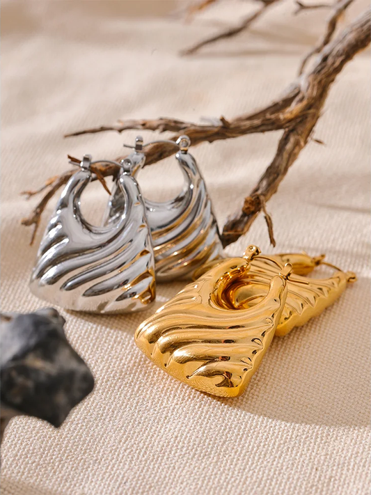 Modern hollow chunky waterproof hoop earrings - product image
