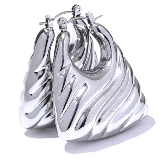 Modern hollow chunky waterproof hoop earrings - product image