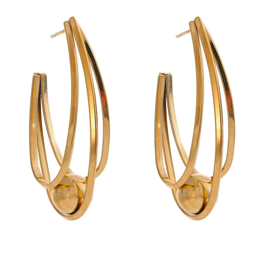 Modern huggie hoop earrings gold platinum - product image
