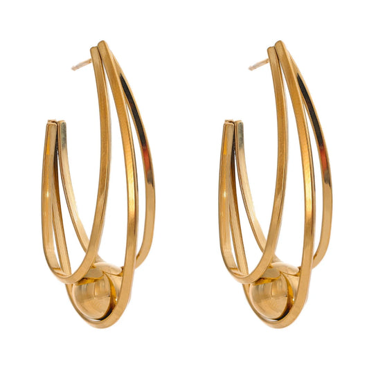 Modern huggie hoop earrings gold platinum - product image