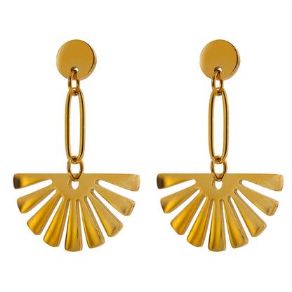 Modern long drop gold plated earrings - product image