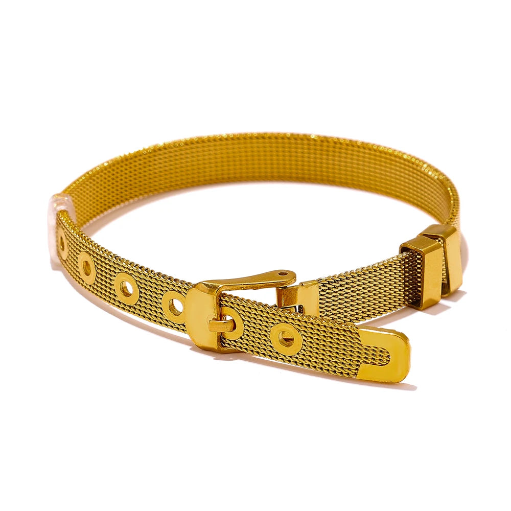 Modern metal texture cuff bangle bracelet - product image