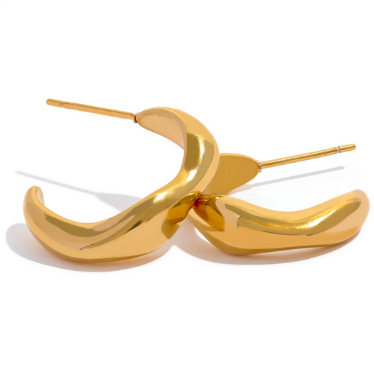 Modern minimalism hoop earrings gold color - product image