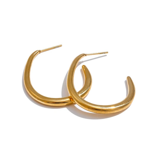 Modern minimalist gold platinum hoop earrings - product image