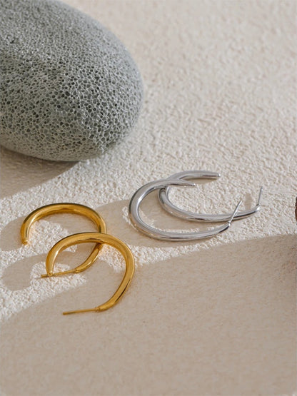 Modern minimalist gold platinum hoop earrings - product image