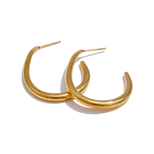 Modern minimalist gold platinum hoop earrings - product image